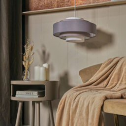 Valuelights Hampshire Grey Ceiling Pendant Shade And B22 Gls Led 6W Warm White 3000K Bulb - thumbnail 8