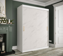Arte Chic White Geneva T Sliding Door Wardrobe W1500mm H2000mm D620mm - Modern Design, Gold Handles, Space-Saving - thumbnail 2