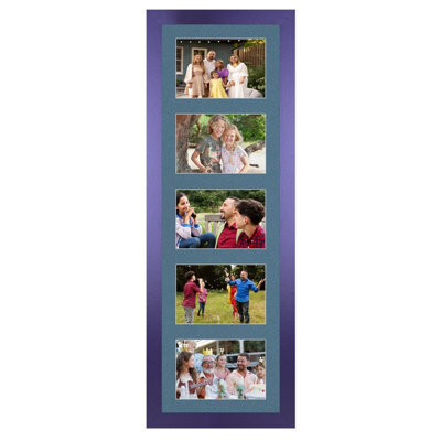 AK Frames 26X8 Purple Modern Multi Photo Frame With Pompadour Mount - Holds 5 Apertures (5X) 6X4 Photos - image 1