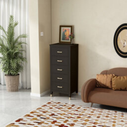 Palazzi 5 Drawer Narrow Chest Of Drawers Black - thumbnail 1