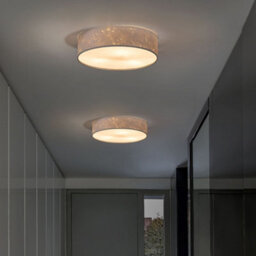 Beliani Boho Flush Lamp Silver Polycotton 45Cm Drum Shade - Warm White Ceiling Light - thumbnail 1