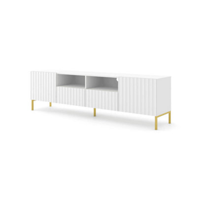 Arte Wave Tv Cabinet With Open Compartments In White Matt W2000mm X H560mm X D420mm - image 1