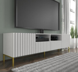 Arte Wave Tv Cabinet With Open Compartments In White Matt W2000mm X H560mm X D420mm - thumbnail 3