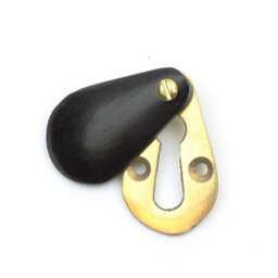 Oakcrafts - Peardrop Design Escutcheon With Cover In Ebony And Brass - thumbnail 3