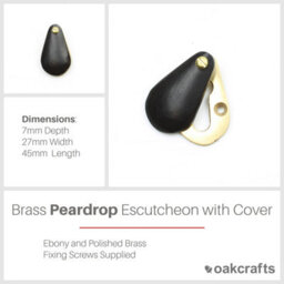 Oakcrafts - Peardrop Design Escutcheon With Cover In Ebony And Brass - thumbnail 2