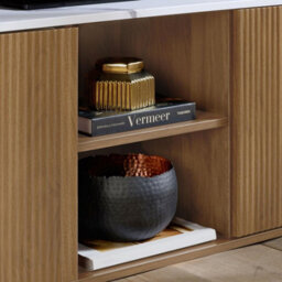Kagu Large Tv Unit Fluted Ribbed Oak & Marble Effect - thumbnail 3