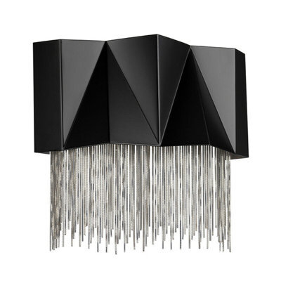 Stylish 3 Bulb Geometric Wall Light In Satin Black And Silver With Led G9 Bulbs
