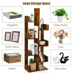 8 Tier Bookshelf Storage Display Floor Standing Bookcase Shelving Organizer Home - thumbnail 6