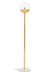 Orsina Gold Finish Metal Floor Lamp With White Marble Base, Metallic Floor Floor Lamp, Ideal For Reading Corners