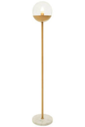 Orsina Gold Finish Metal Floor Lamp With White Marble Base, Metallic Floor Floor Lamp, Ideal For Reading Corners - thumbnail 2