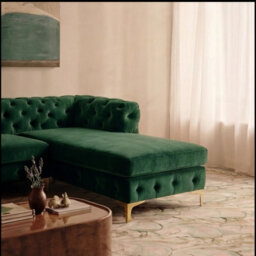 Monaco Chesterfield 3 Seater Chaise Sofa Green Velvet L Shaped Corner Chaise- Right Hand Deep Buttoned Upholstery Couch Lounge - thumbnail 4