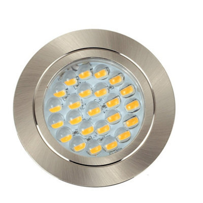 Valuelights Downlight Boat Caravan Brushed Chrome Fixed Light Fitting 10 Pack With Integrated Cool White Bulbs
