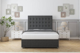 "Sloomy Alabama Graphite Dumfries Divan Bed Base 2 Drawers Same Side With 54"" Floor Standing Headboard 4'6 Double" - thumbnail 2