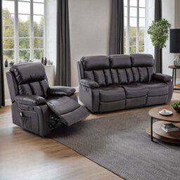 More4Homes Chester Manual Recliner Bonded Leather 1+3 Seater Sofa Set (Brown)