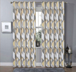 Printed Marble Curtains In Ochre, 167Cm X 137Cm