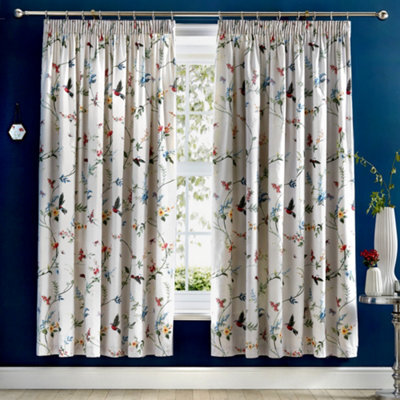 Dreams & Drapes Mansfield Floral Pair Of Grey Pencil Pleat Curtains - image 1