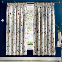 Dreams & Drapes Mansfield Floral Pair Of Grey Pencil Pleat Curtains - thumbnail 1