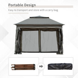 Outsunny Garden Folding Tent Heavy Duty Pop Up Gazebo For Party Dark Grey - thumbnail 6