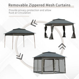 Outsunny Garden Folding Tent Heavy Duty Pop Up Gazebo For Party Dark Grey - thumbnail 4