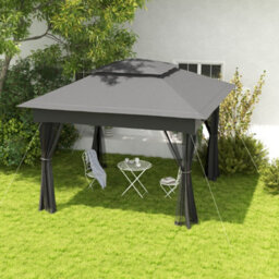 Outsunny Garden Folding Tent Heavy Duty Pop Up Gazebo For Party Dark Grey - thumbnail 1