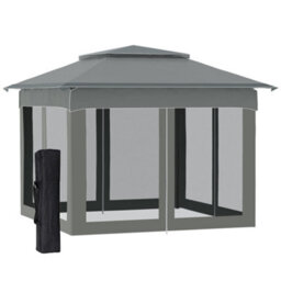 Outsunny Garden Folding Tent Heavy Duty Pop Up Gazebo For Party Dark Grey - thumbnail 2