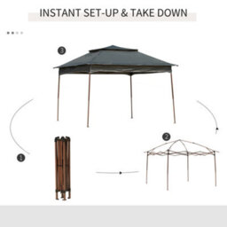 Outsunny Garden Folding Tent Heavy Duty Pop Up Gazebo For Party Dark Grey - thumbnail 7