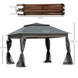 Outsunny Garden Folding Tent Heavy Duty Pop Up Gazebo For Party Dark Grey - thumbnail 3