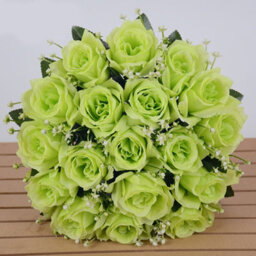 Artificial Rose Bouquet - 18 Fruit Green Silk Flowers For Home & Wedding Decor - thumbnail 1
