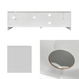 Sweeek - White Wood Effect Organic Tv Stand 160Cm With 7 Storage Niches L160Cm - thumbnail 7