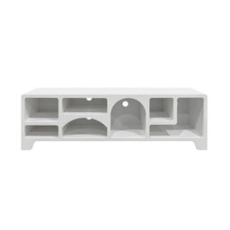 Sweeek - White Wood Effect Organic Tv Stand 160Cm With 7 Storage Niches L160Cm - thumbnail 6