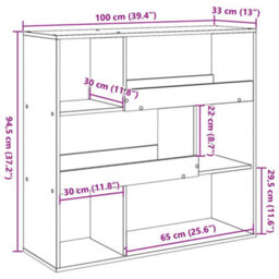 Berkfield Room Divider Grey Sonoma 100X33X94.5 Cm Engineered Wood - thumbnail 9