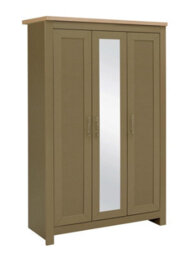 3 Door Mirror Wardrobe Olive Green Oak Birlea Highgate Farmhouse Shabby Chic - thumbnail 3