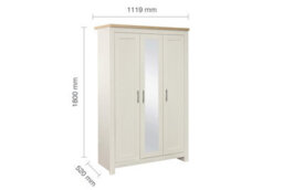 3 Door Mirror Wardrobe Olive Green Oak Birlea Highgate Farmhouse Shabby Chic - thumbnail 8