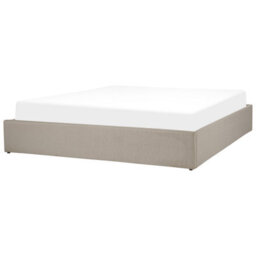 Beliani Ottoman Bed Without Headboard Fabric Dinan 180 X 200 Cm (Eu Super King) Light Brown - thumbnail 4