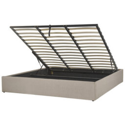 Beliani Ottoman Bed Without Headboard Fabric Dinan 180 X 200 Cm (Eu Super King) Light Brown - thumbnail 1