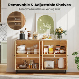 Costway Sideboard Buffet Cabinet 126Cm Rattan Accent Cabinet For Entryway Kitchen - thumbnail 8
