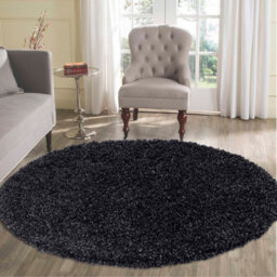 Desire Rugs Plain Living Room Shaggy Area Rugs Anthracite Round 120X120 Cm - thumbnail 1