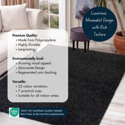 Desire Rugs Plain Living Room Shaggy Area Rugs Anthracite Round 120X120 Cm - thumbnail 3
