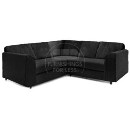 Furnishings For Less UK Ferguson Black 5 Seater Fabric Corner Sofa L Shaped Jumbo Cord - Full Back - thumbnail 1