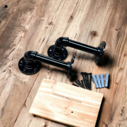MKGT Industrial Pipe Bracket Wooden Floating Shelves, Rustic Wall Decor (Rustic Pine, 70Cm) - thumbnail 4