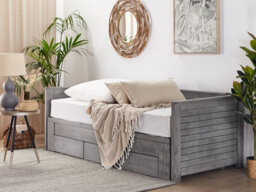 Beliani Bed With Storage Drawers Wood Cahors 90 X 200 Cm (Eu Single) Grey - thumbnail 2