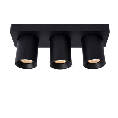 Lucide Nigel Modern Ceiling Spotlight - Led Dim To Warm - Gu10 - 3X5W 2200K/3000K - Black - image 1
