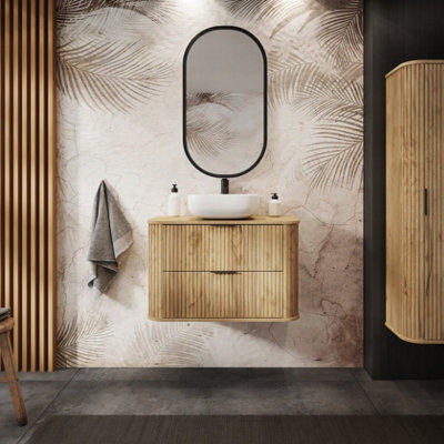 Heze Furniture Elegance Glamour Style 2 Drawer Bathroom Vanity Cabinet 60Cm - Gold Craft Oak - image 1