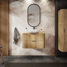 Heze Furniture Elegance Glamour Style 2 Drawer Bathroom Vanity Cabinet 60Cm - Gold Craft Oak