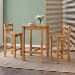 Mercers Furniture Corona Bistro Table And 2 Barstools Dining Set Kitchen Breakfast Table Solid Wood Mexican Pine Wooden - thumbnail 7