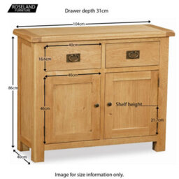 Zelah Oak Small Sideboard Cabinet Fully Assembled - By Roseland Furniture - thumbnail 6