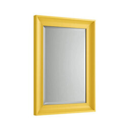 Ibathuk Revix Yellow Framed Mirror, Wall Hung Bevelled Mirror For Modern Bathroom Interiors, Bathroom Wall Mirror, 700 X 500mm