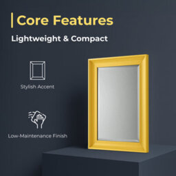 Ibathuk Revix Yellow Framed Mirror, Wall Hung Bevelled Mirror For Modern Bathroom Interiors, Bathroom Wall Mirror, 700 X 500mm - thumbnail 2
