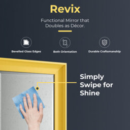 Ibathuk Revix Yellow Framed Mirror, Wall Hung Bevelled Mirror For Modern Bathroom Interiors, Bathroom Wall Mirror, 700 X 500mm - thumbnail 3