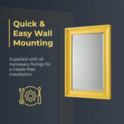 Ibathuk Revix Yellow Framed Mirror, Wall Hung Bevelled Mirror For Modern Bathroom Interiors, Bathroom Wall Mirror, 700 X 500mm - thumbnail 5